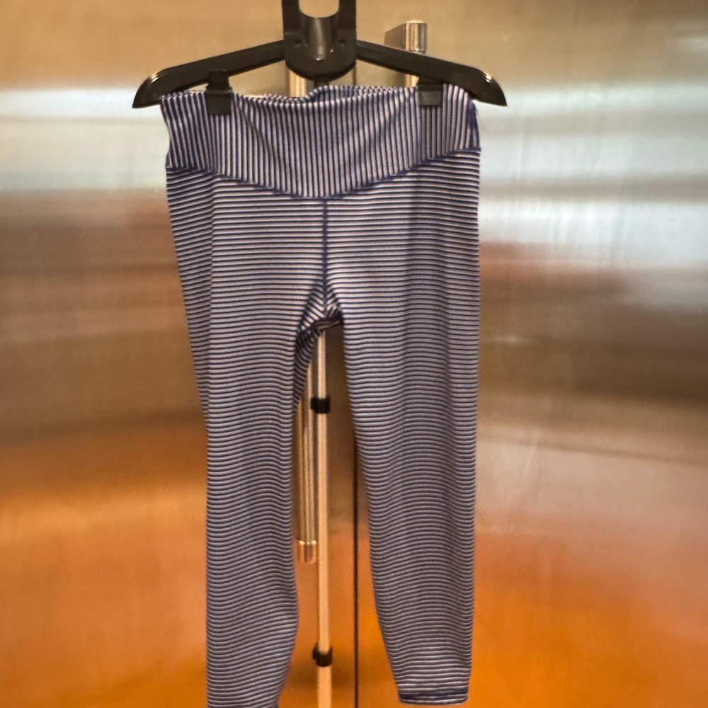 GAP Fit Royal Blue and White Striped Leggings - Picture 1 of 9